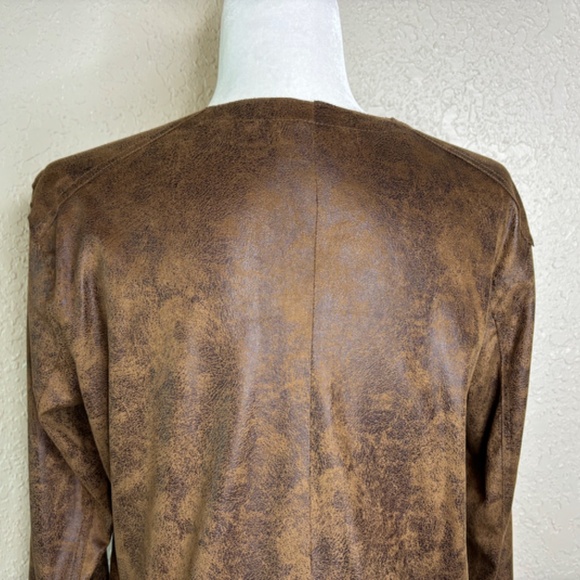 Lysse Austin Brown Faux Suede Open Front Moto Style Jacket Women's Size … - Picture 6 of 14